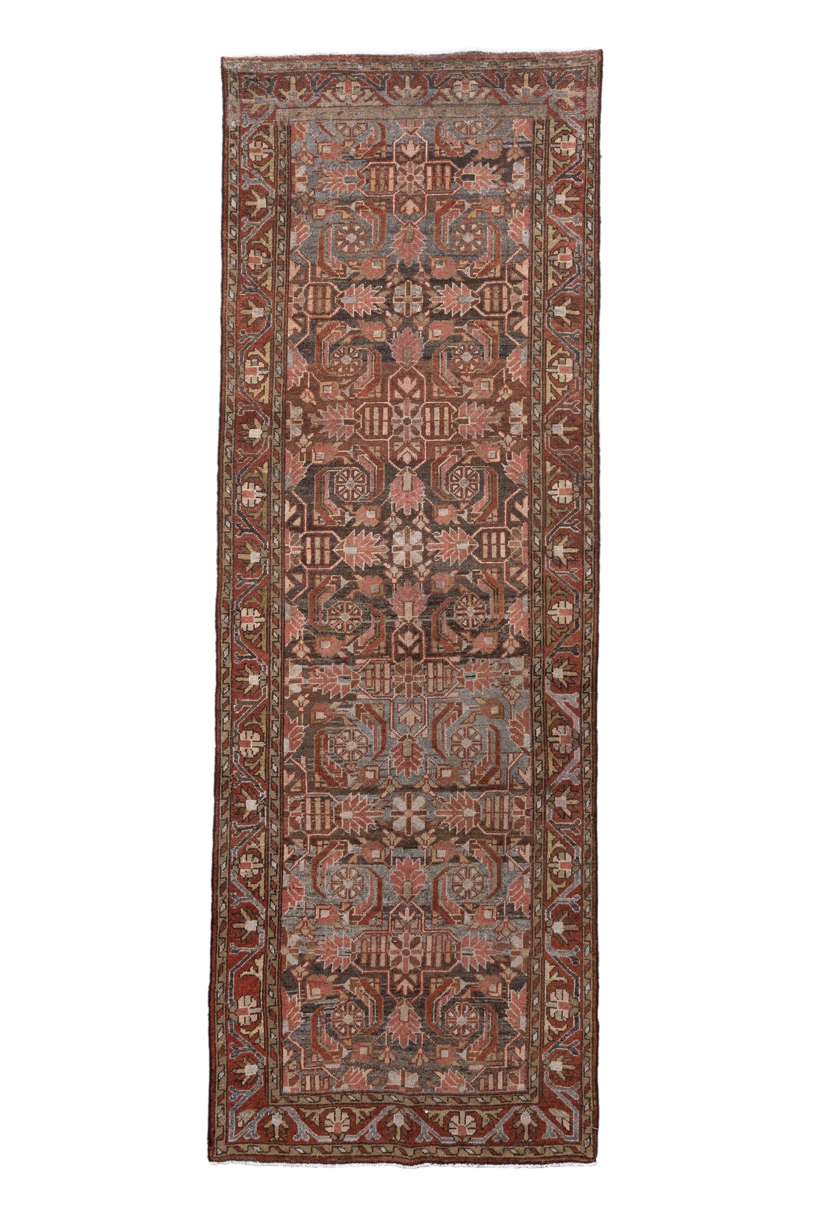 Antique Malayer Runner with Allover Floral Lattice Design