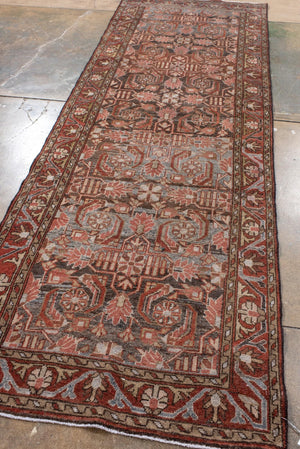 Antique Malayer Runner with Allover Floral Lattice Design