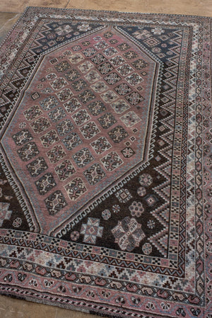 Antique Persian Shiraz with Diamond Medallion and Tribal Motifs