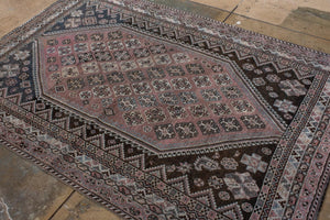 Antique Persian Shiraz with Diamond Medallion and Tribal Motifs