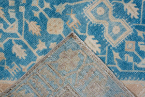 Antique Persian Malayer with Large Sky Blue Medallion and Camel-Tone Corners