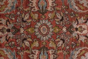 Antique Persian Tabriz with Floral Medallion Design in Rich Earth Tones