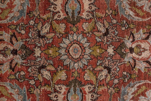 Antique Persian Tabriz with Floral Medallion Design in Rich Earth Tones