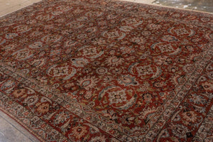 Antique Persian Tabriz with Floral Medallion Design in Rich Earth Tones