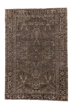 Antique Heriz in Neutral Tones with Geometric Medallion