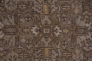 Antique Heriz in Neutral Tones with Geometric Medallion