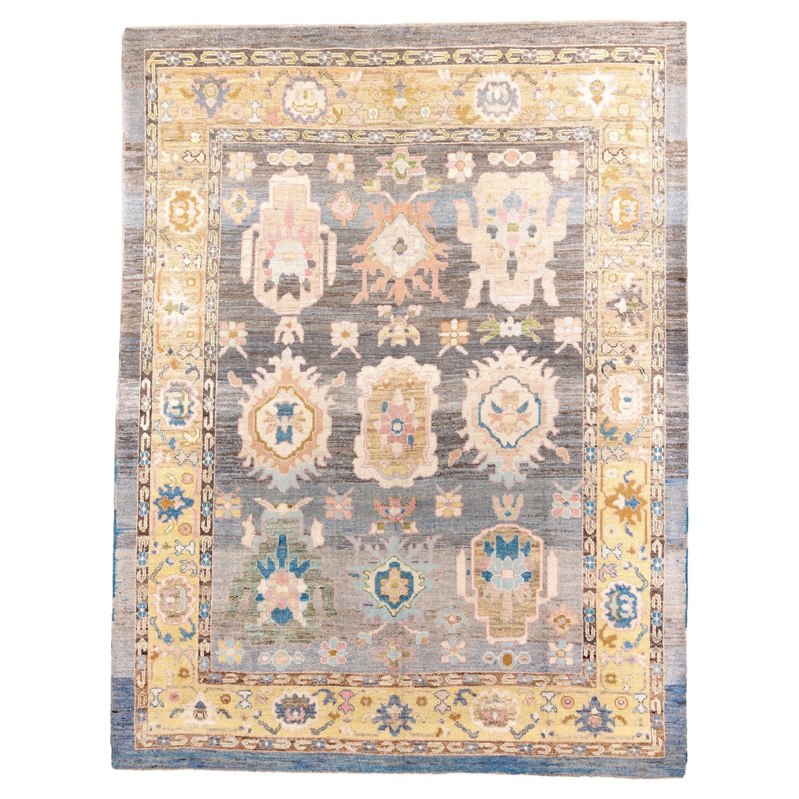 Antique Oushak Rug with Vibrant Palette