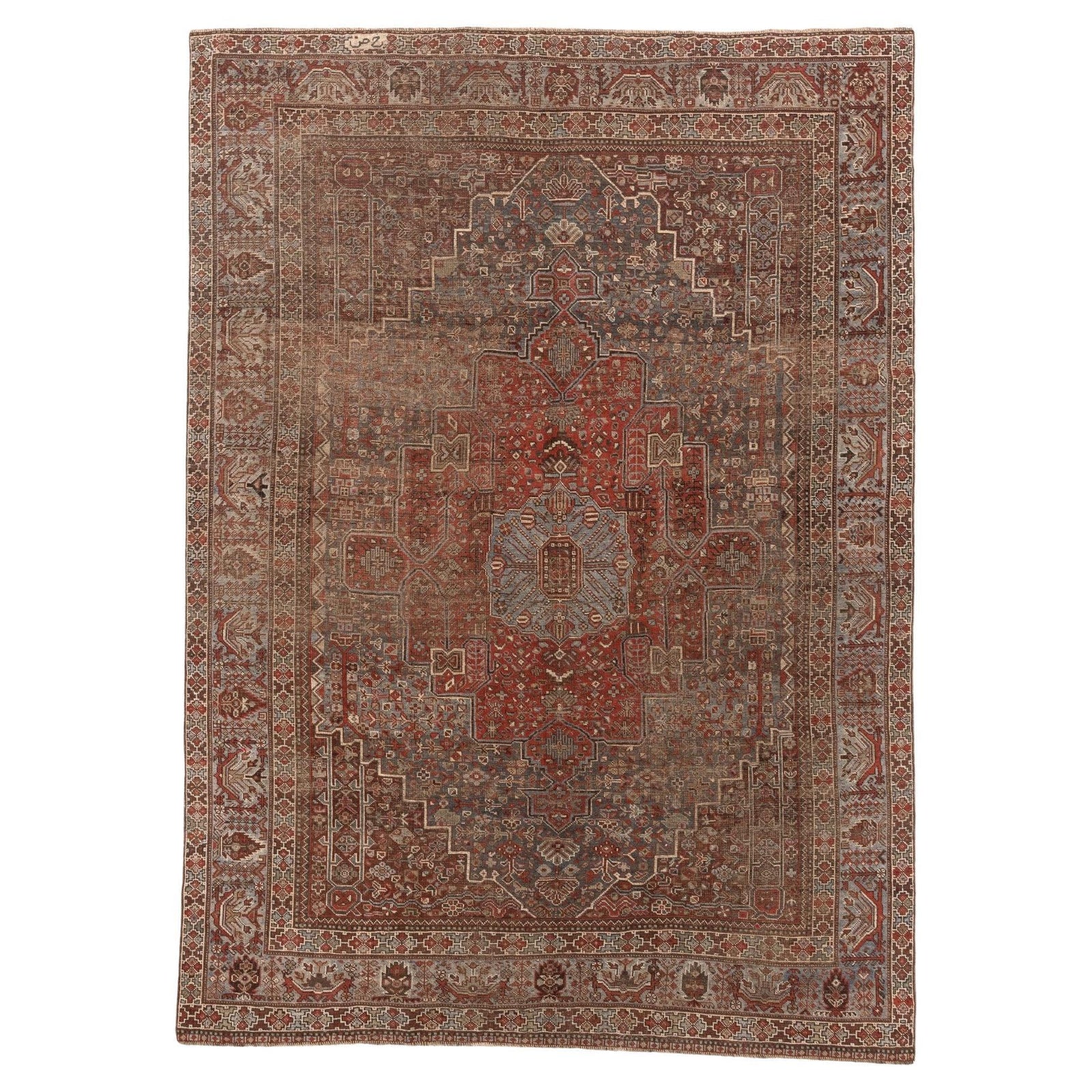 Antique Shiraz Rug with a Bold Medallion