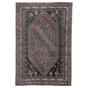 Antique Persian Shiraz with Diamond Medallion and Tribal Motifs