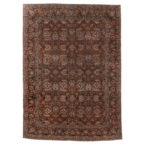 Antique Persian Tabriz with Floral Medallion Design in Rich Earth Tones