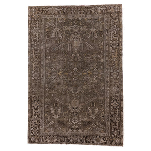 Antique Heriz in Neutral Tones with Geometric Medallion