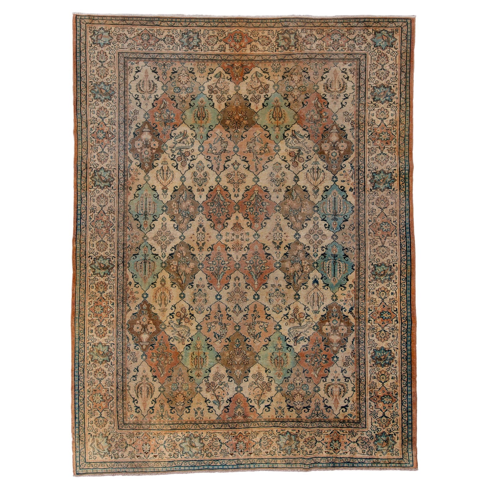 Vintage Sarouk with Colorful Cartouche Design